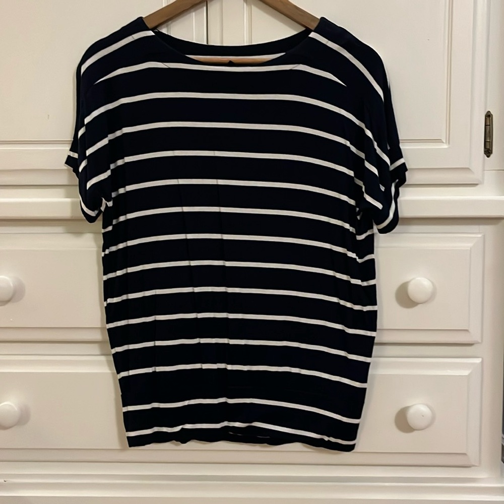 Cable & Gauge Navy and White Striped top Size S